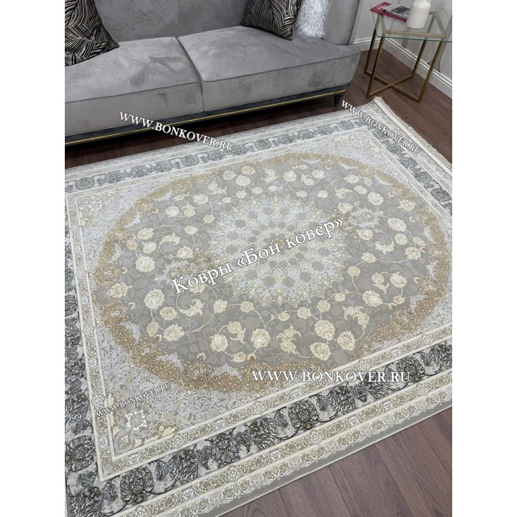 Ковер Медальон Для Гостиной Дизайн 30580 Серый
